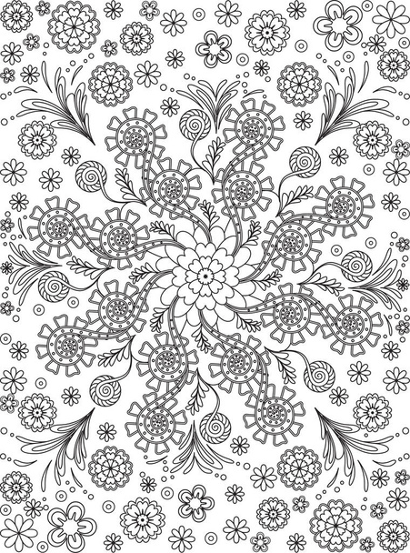 Σελίδα Χρωματίζω με λουλούδι σε στυλ zentangle - Διάνυσμα, εικόνα