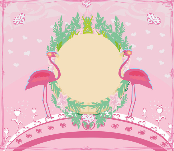 Abstract card with flamingos  - Vector, Image