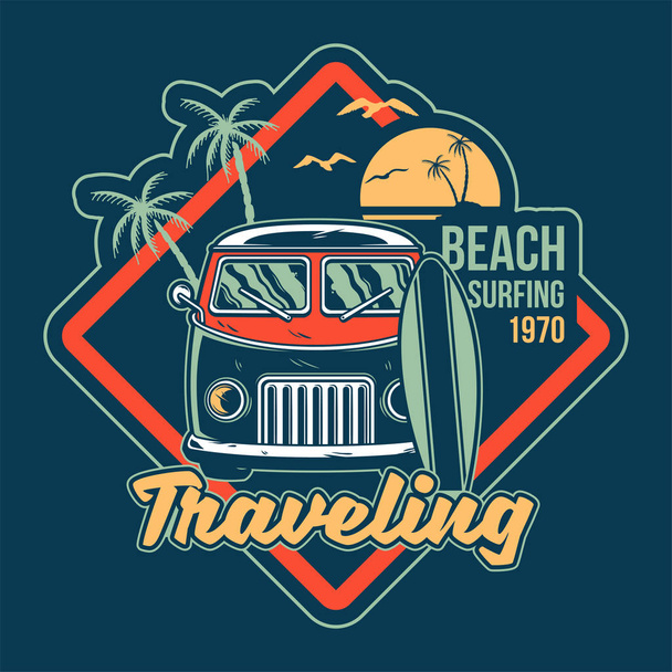 Traveling surfing print  - Vector, Image