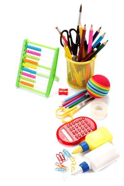 School and office supplies on white background. Back to school. - Foto, Imagem