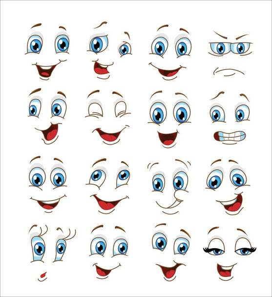 Набір виразів обличчя. Векторна ілюстрація смайлик мультфільм
 - Вектор, зображення