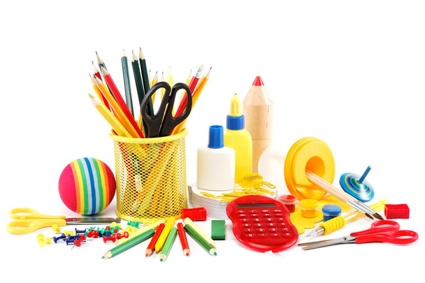 Office and school accessories isolated on a white background. - Φωτογραφία, εικόνα
