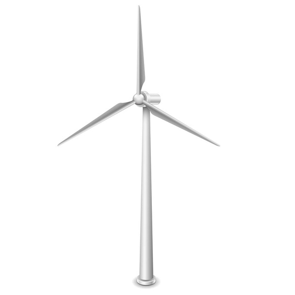 Wind turbines alternative energy resource isolated on white photo-realistic vector - Vector, Image