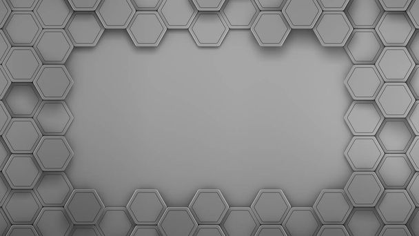 炭素と金属材料の六角形の背景のテンプレート。3 d のレンダリング - 写真・画像