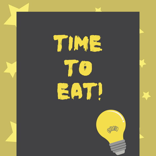Концептуальний почерк, що показує час їсти. Текст ділової фотографії Правильний момент, щоб насолодитися обідом обід хороша їжа з голоду
. - Фото, зображення