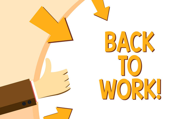 Escribiendo una nota que muestra Back To Work. Exhibición de fotos de negocios Volver a la rutina de trabajo fin de vacaciones o tiempo libre
. - Foto, imagen