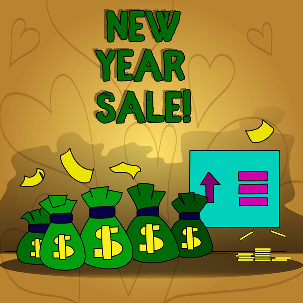 Conceptual hand writing showing New Year Sale. Business photo text Final holiday season discounts price reductions Offers. - Photo, Image
