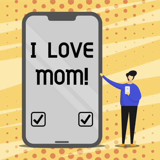 Conceptual hand writing showing I Love Mom. Business photo text Good feelings about my mother Affection loving happiness. - Photo, Image