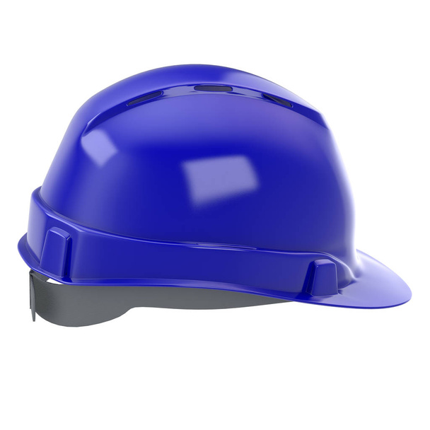 будівельний шолом синій на ізольованому фоні. 3d ілюстрація
 - Фото, зображення