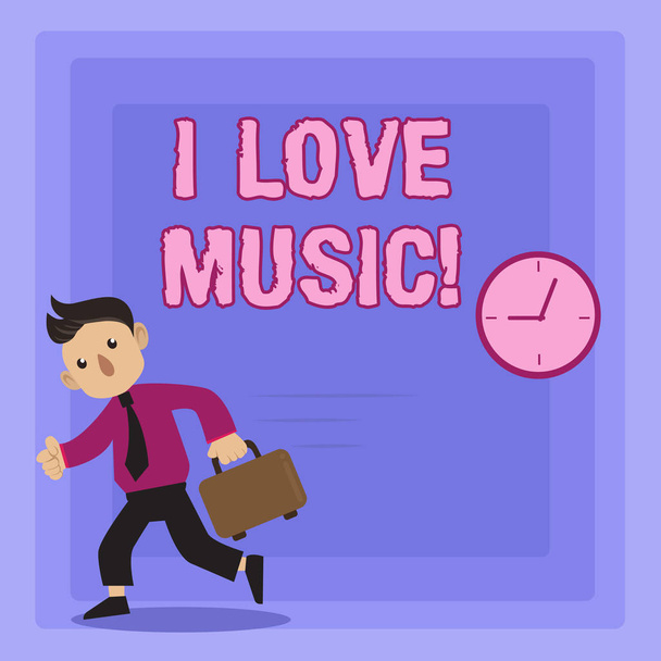Ich liebe Musik. Konzept bedeutet Zuneigung für gute Klänge Lyrische Sänger Musiker. - Foto, Bild