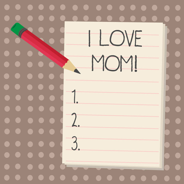 Signo de texto que muestra que amo a mamá. Foto conceptual Buenos sentimientos sobre mi madre Afecto amoroso felicidad
. - Foto, Imagen