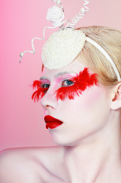 Creative Makeup False red eyelashes - Фото, изображение