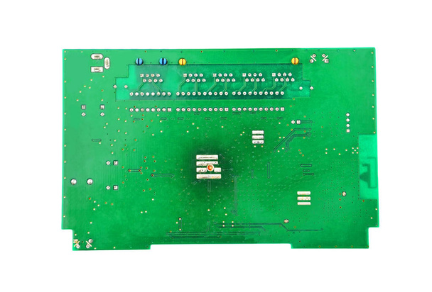 Scheda madre router verde stampato con microcircuito su bianco
 - Foto, immagini