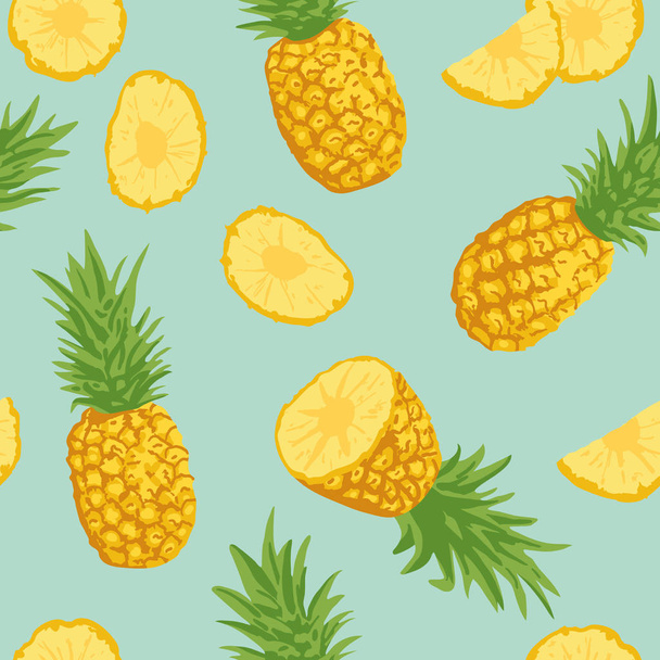 Modèle vectoriel d'été avec ananas. Conception de texture sans couture. - Vecteur, image