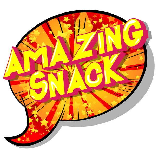 Amazing Snack - phrase de style bande dessinée illustrée vectorielle sur fond abstrait
. - Vecteur, image