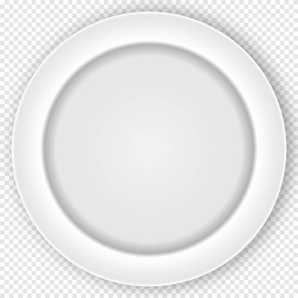 Белая обеденная тарелка Clean Isolated on Checker Background. Векторная миграция
 - Вектор,изображение