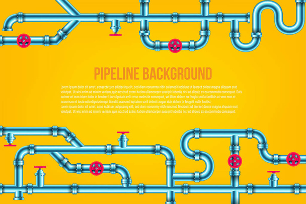 Creative vector illustration of industrial oil, water, gas pipe system and ware pipeline fittings, valves on background. Art design plumbing and taps. Abstract concept graphic element - Vecteur, image