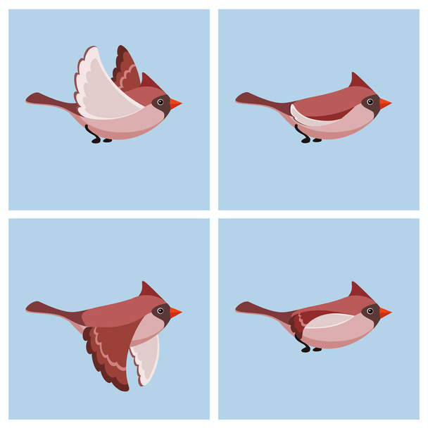 Flying Cardinal Bird (female) animation sprite sheet  - Vetor, Imagem