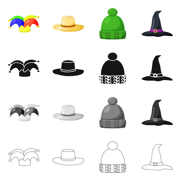 Vector design of clothing and cap icon. Set of clothing and beret vector icon for stock. - Vektori, kuva