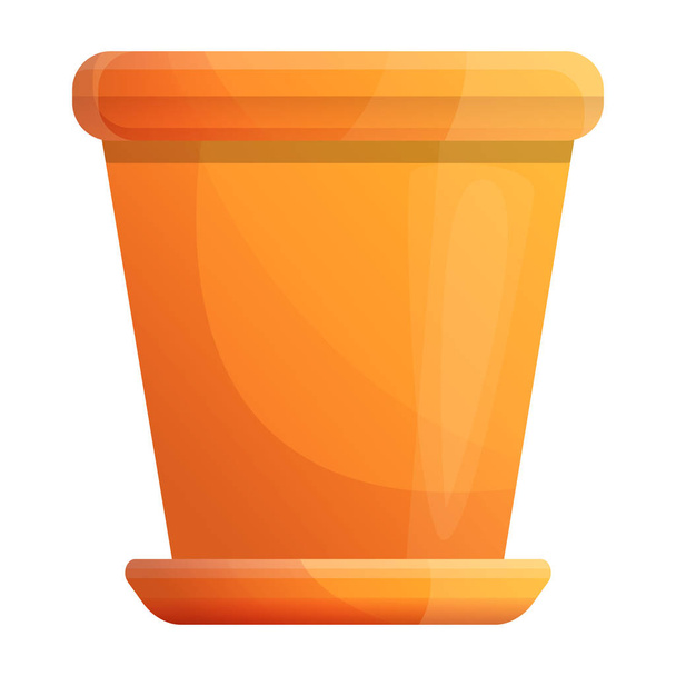 Plastic plant pot icon, cartoon style - Вектор,изображение