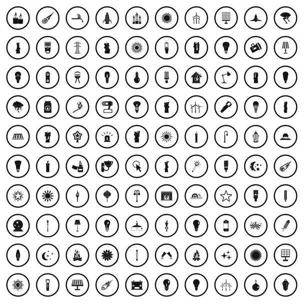 100 conjunto de ícones de fonte de luz, estilo simples
  - Vetor, Imagem