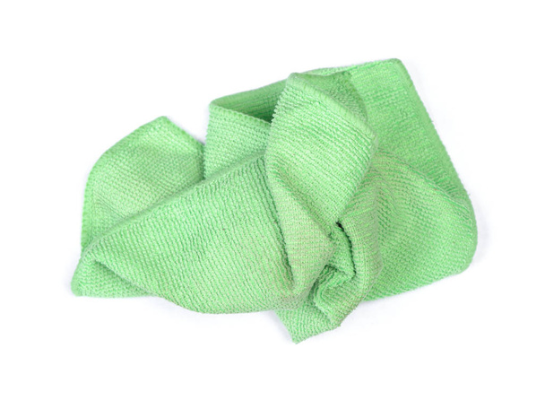 Змащена зелена тканина з мікрофібри ізольована на білому тлі
 - Фото, зображення