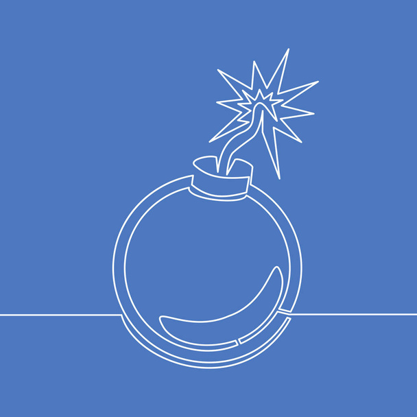 kontinuierliche eine Linie Zeichnung Bombe Symbol runde Bombe mit einem brennenden Docht Vektor Illustrationskonzept - Vektor, Bild