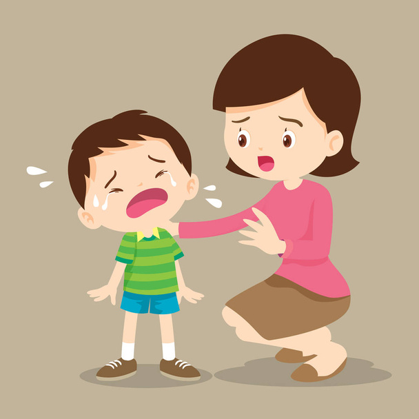 sad children wants to embrace.family Comforting Upset Elementary - Vector, Image