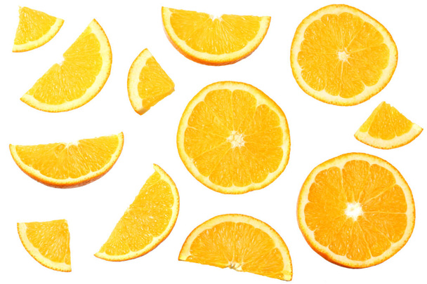 orange with slices isolated on white background. healthy food. top view - Valokuva, kuva