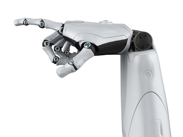 3D візуалізація роботизована рука вказує ізольовано на білому
 - Фото, зображення