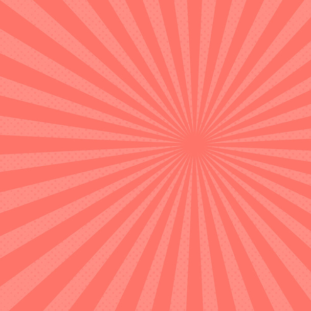 abstrakte Sonnenstrahlen Hintergrund. Vektorillustration. rosa Koralle - trendige Farbe - Vektor, Bild