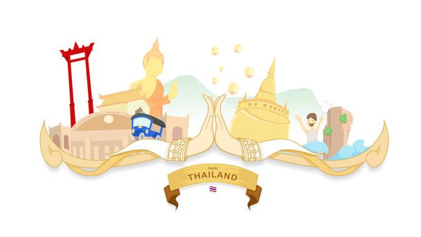 Una ilustración vectorial que viaja a Tailandia, la cultura de Tailandia. Info elemento gráfico / icono / símbolo, diseño vectorial
  - Vector, Imagen
