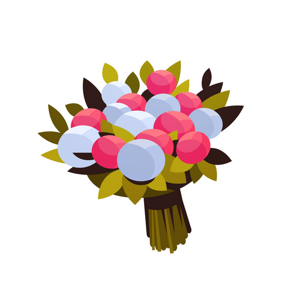 bouquet of peony flowers 8 march happy womens day concept beautiful floristry for holidays white background flat - Vector, Imagen