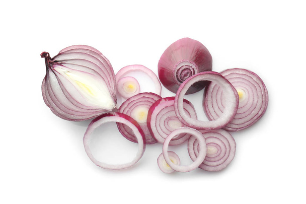 Cut onion on white background - Foto, Imagem