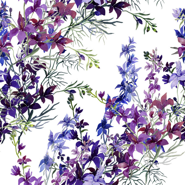Seamless Pattern of wild flowers, watercolor  image  on a colored background. - Foto, imagen
