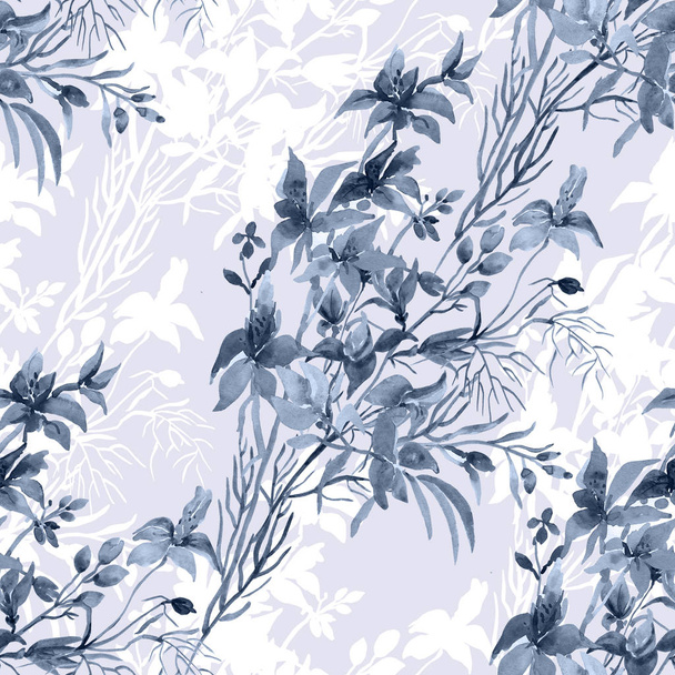 Seamless Pattern of wild flowers, watercolor  image  on a colored background. - Fotografie, Obrázek