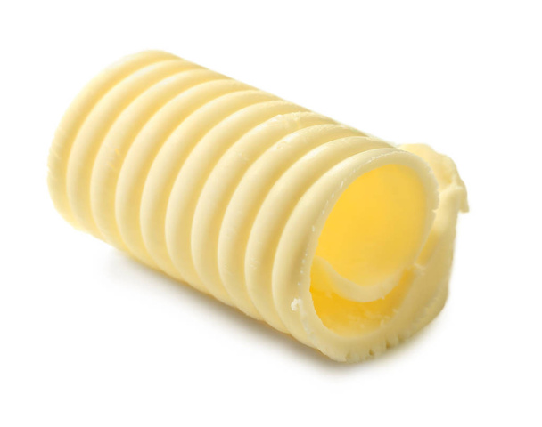 白い背景の上のバターのカール - 写真・画像