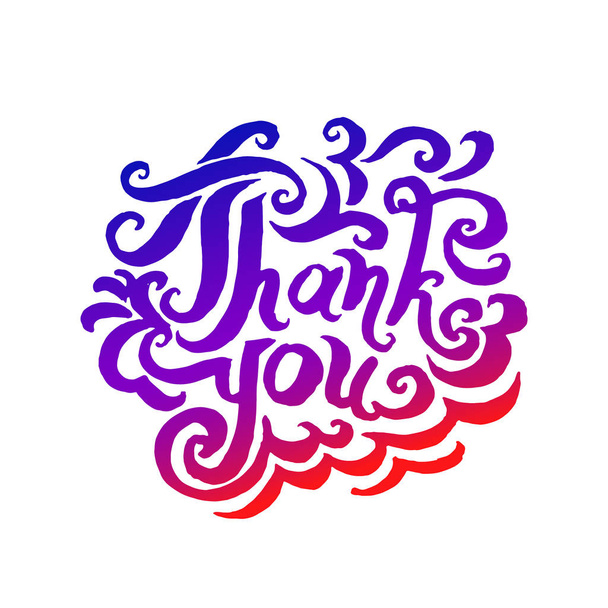 Vector illustration concept of Thank you phrase word illustration on colorful rainbow background - Vector, Image