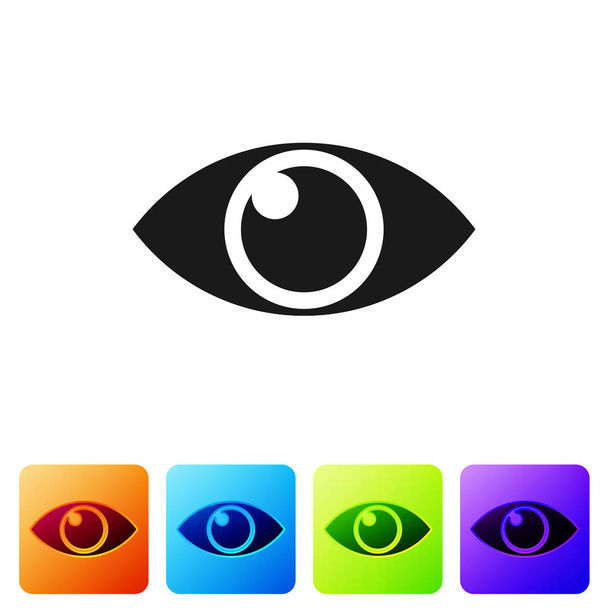 Black Eye icon isolated on white background. Set icon in color square buttons. Vector Illustration - Vector, Imagen