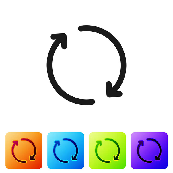 Icône Black Refresh isolée sur fond blanc. Recharger le symbole. Flèches de rotation dans un signe de cercle. Définir l'icône dans les boutons carrés de couleur. Illustration vectorielle
 - Vecteur, image