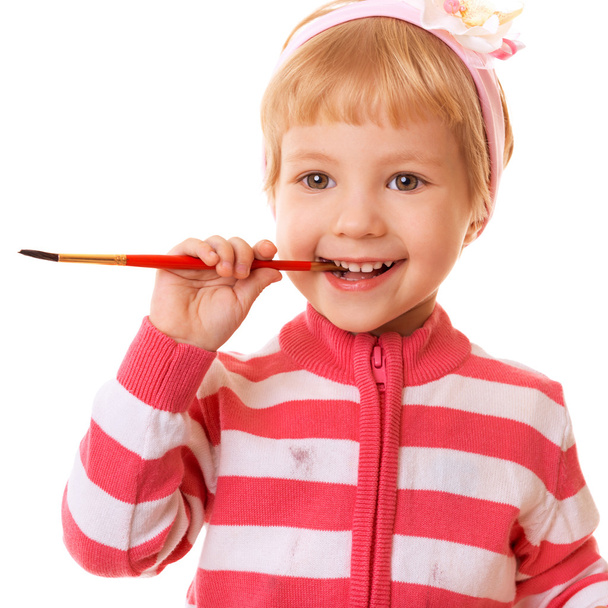 little girl with brush - Foto, Imagen