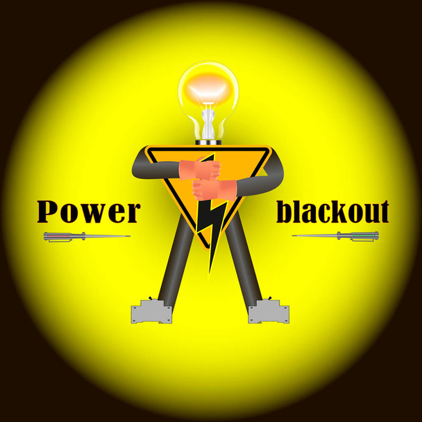 Cartoon man samengesteld uit apparatuur voor een elektricien - Vector, afbeelding