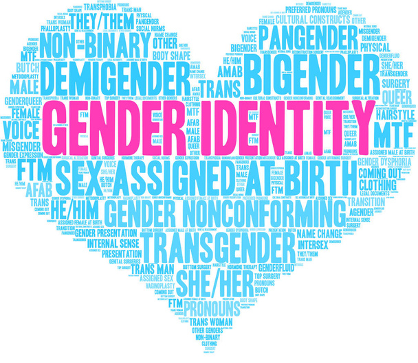 Gender Identidade nuvem de palavras em um fundo branco
.  - Vetor, Imagem