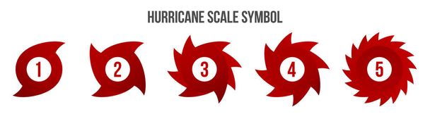 Ilustracja wektorowa Creative huragan skali wskazuje ikonę symbolu ustawiona na białym tle na przezroczystym tle. Sztuka projektowania vortex, tajfun, tornado lejka, burza. Element graficzny koncepcja streszczenie - Wektor, obraz
