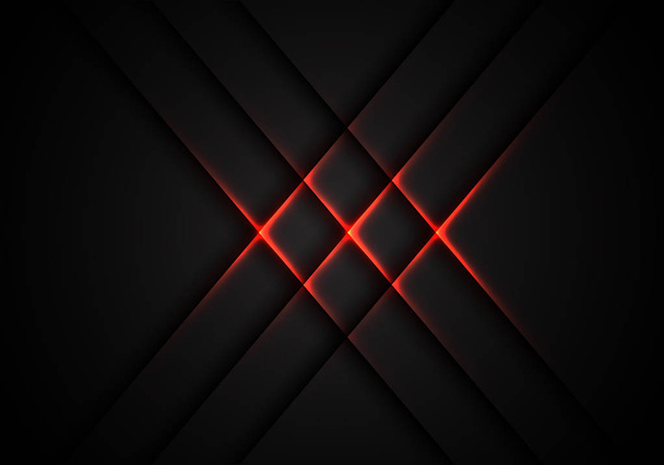 Abstract red light cross pattern on grey design modern futuristic technology background vector illustration. - Vector, Image