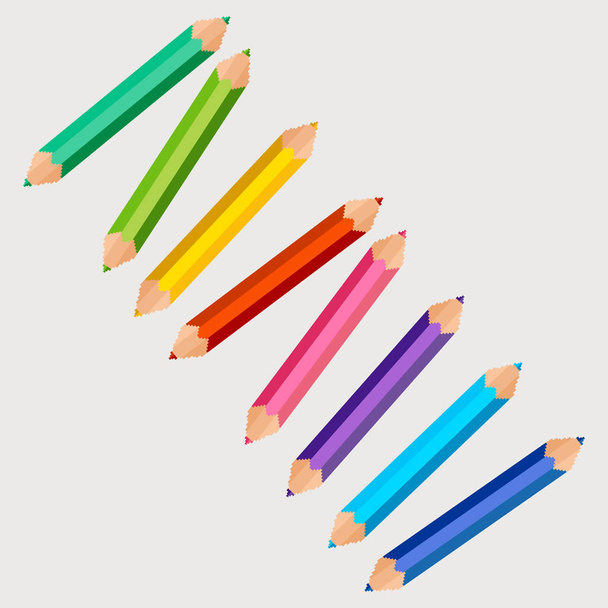 Conjunto de ilustración vectorial con pequeños lápices de arte de píxeles de colores sobre fondo blanco
. - Vector, Imagen