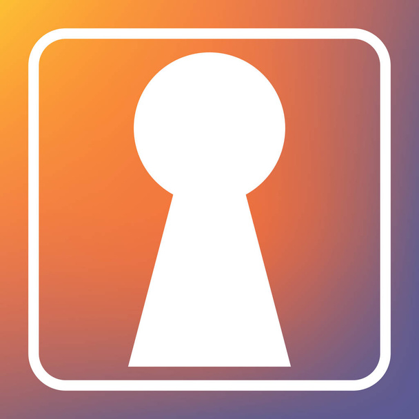 Keyhole sign illustration. Vector. White icon on transparent button at orange-violet gradient background. - Vector, Image