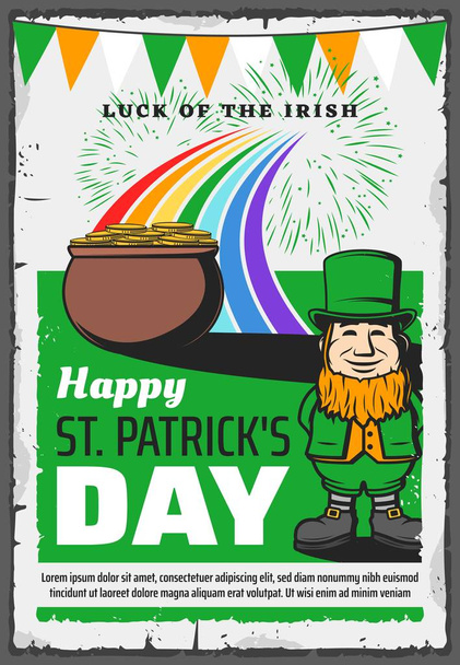 Irischer Kobold, St. Patrick Day, Irland Urlaub - Vektor, Bild