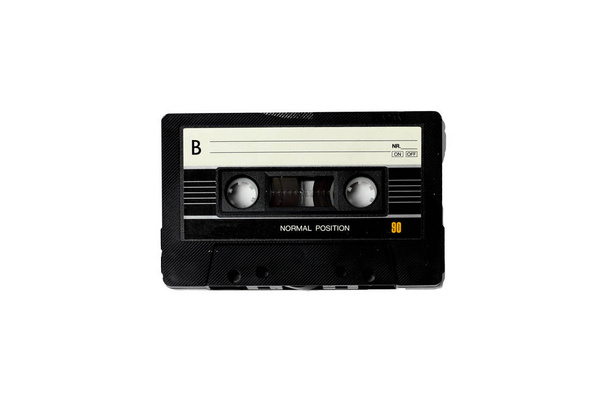 Audio retro vintage cassete tape isolated on white 80s style - Photo, Image