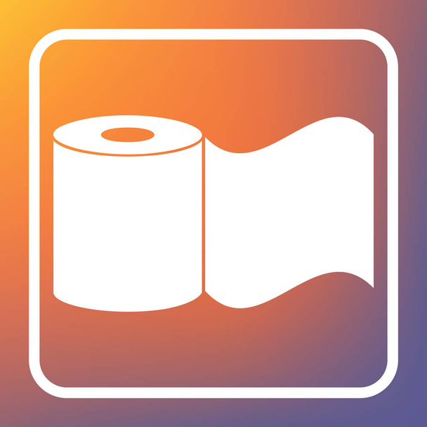 Toilet Paper sign. Vector. White icon on transparent button at orange-violet gradient background. - Vector, Image